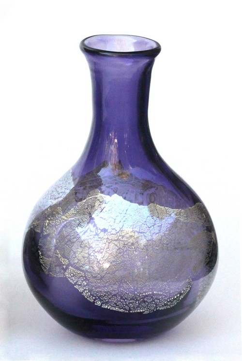 Click to view detail for DB-1016 Vase, Mini Purple Silver Leaf $56